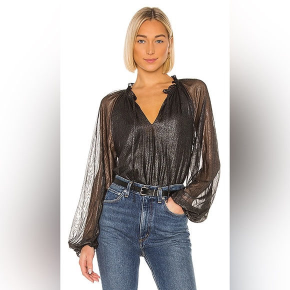 NWT Revolve Live It Up Blouse in Black & Silver - Picture 1 of 3